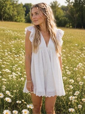 White Eyelet Sleeveless Romper